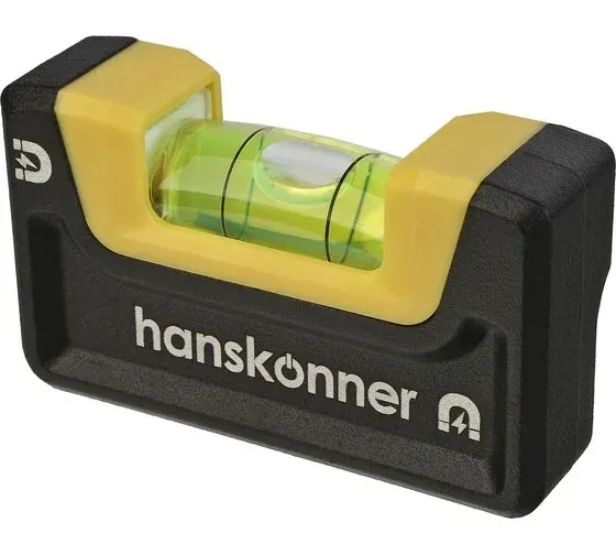 Уровень Hanskonner 65мм 2 магнита клипса фрезерованный 1 колба точность 0.5мм/м HK2015-06-065 — фото