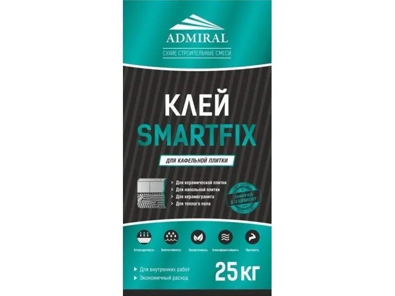Клей плиточный универсальный Smartfix Смартфикс Адмирал 25кг — фото