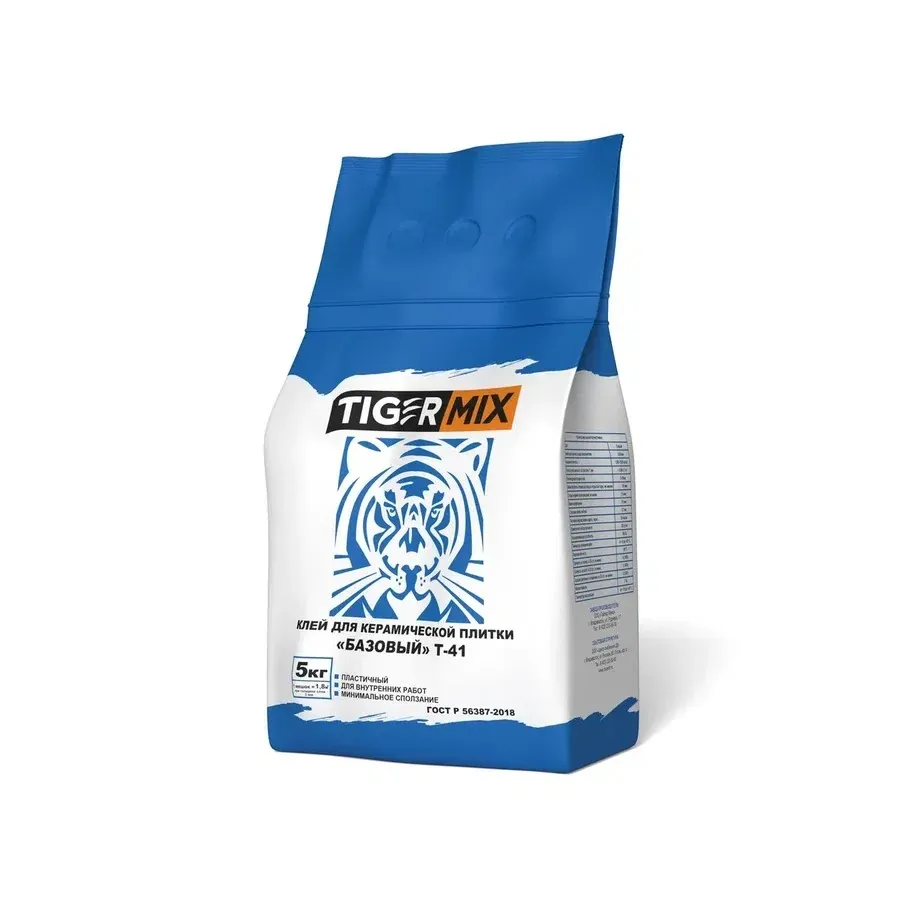Клей для керамической плитки Базовый Тайгер Микс Tiger mix Т-41 5кг (3шт\упак) — фото