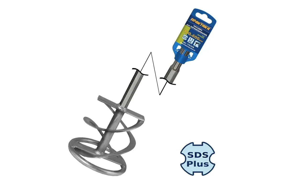 Миксер для перемешивания смеси SDS-plus 100*600мм Практика — фото