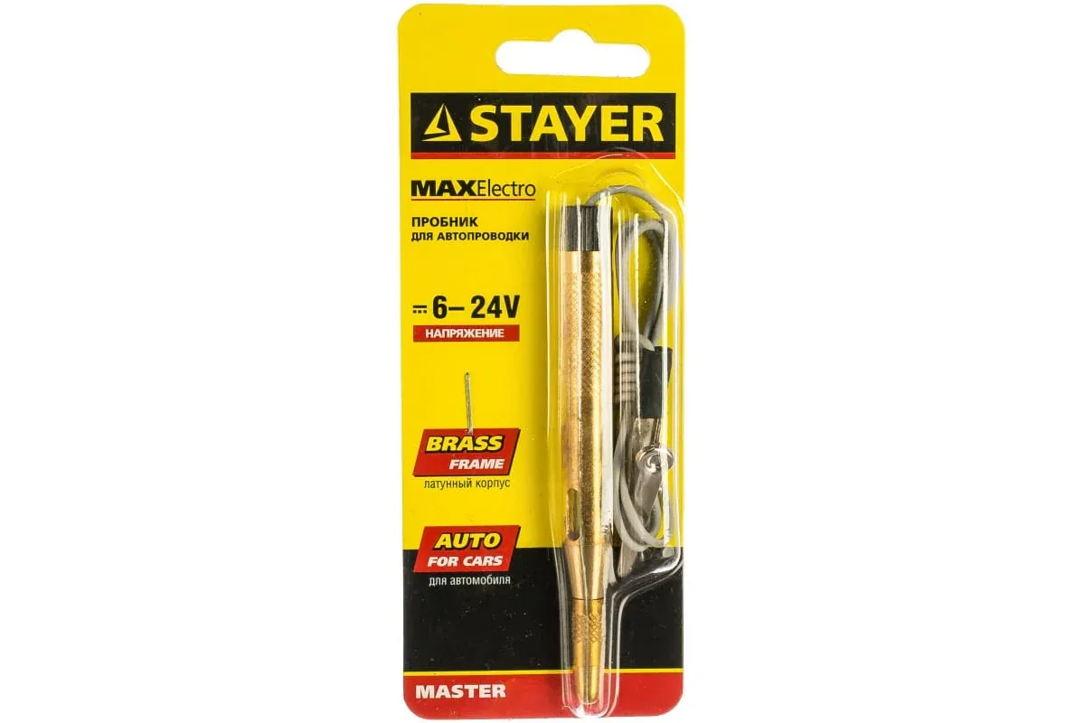 Латунный пробник для автопроводки 6-24В 110мм Stayer Master — фото