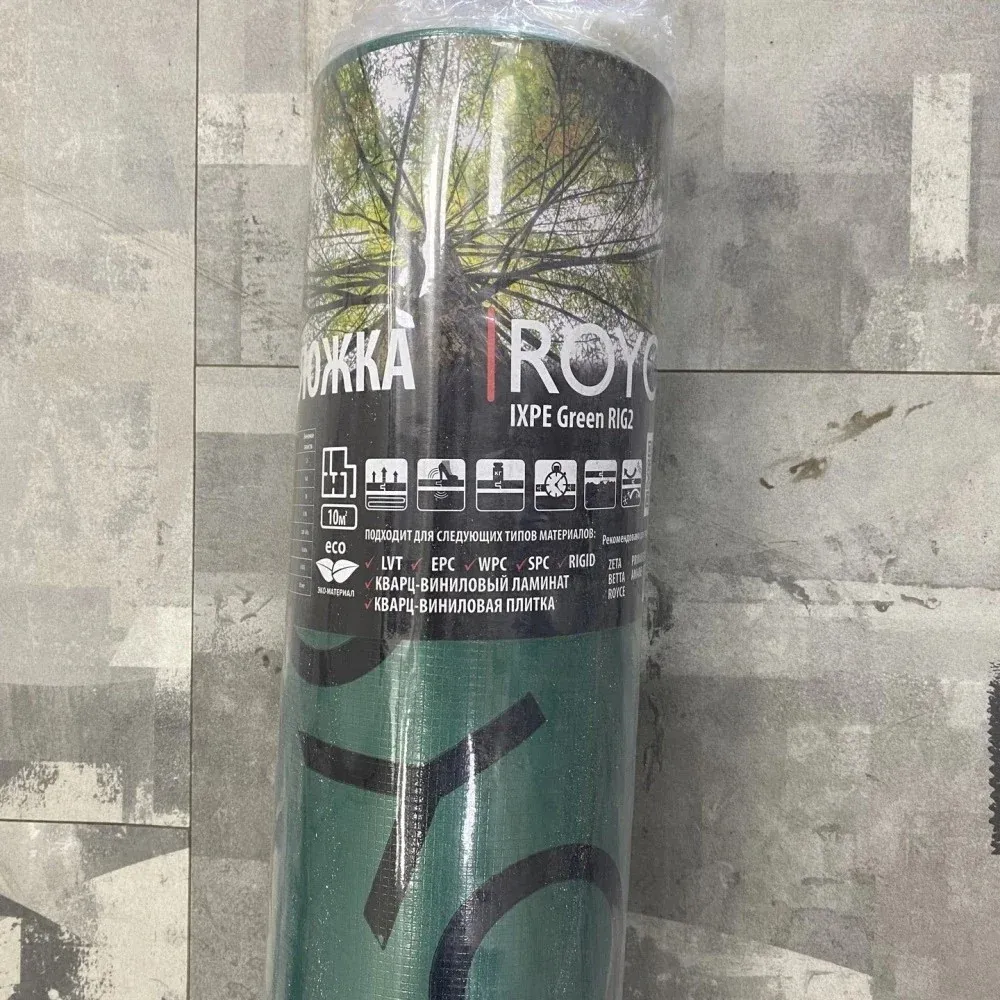 Подложка Royce для ПВХ плитки 1,5мм*10м2 IXPE Green RIG2 — фото