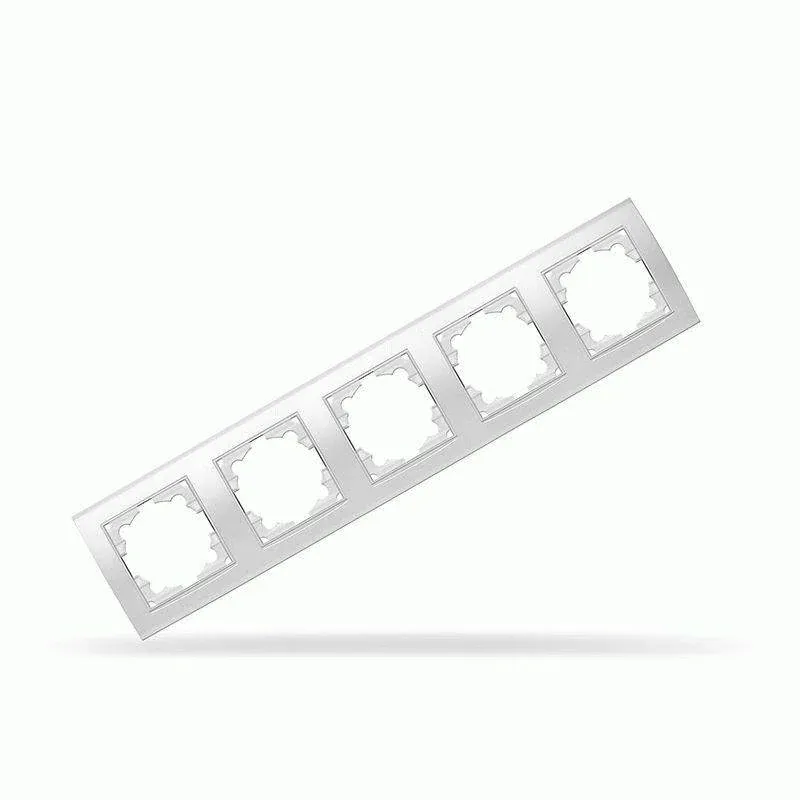 Рамка 5-местная горизонтальная UNIVersal Бриллиант Еврослот Белый — фото