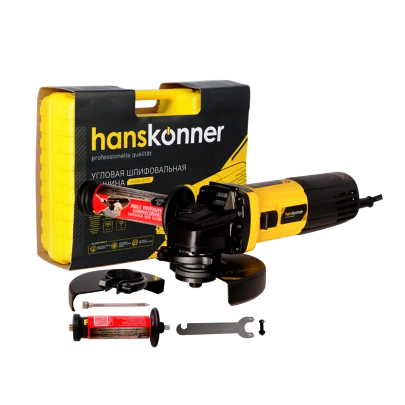 УШМ Hanskonner, 125мм,1100Вт, 4000-10000об/м, конст эл-ка, черт mod T,КЕЙС HAG9012TES — фото