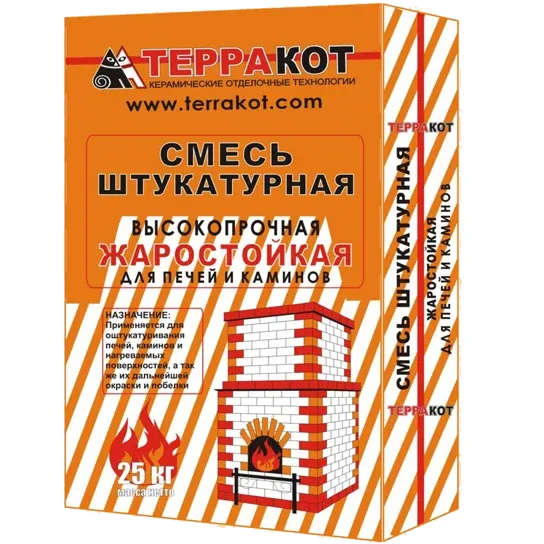 Смесь штукатурная глино-шамотная жаростойкая Терракот 25кг — фото