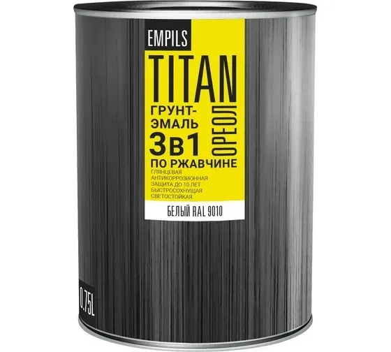 Грунт-эмаль по ржавчине ОРЕОЛ TITAN серый RAL 7004 0.75л — фото