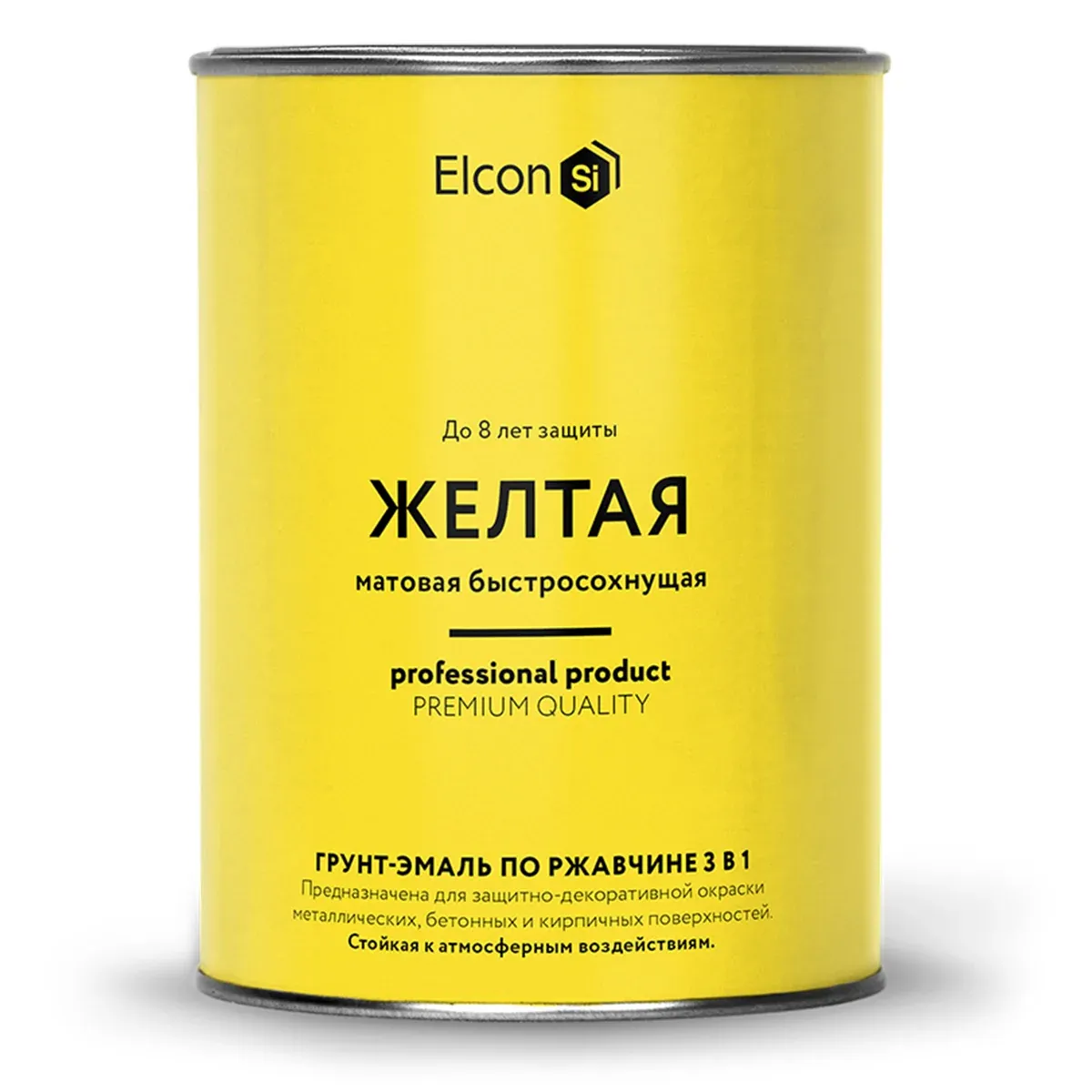 Грунт-эмаль по ржавчине 3в1 Elcon Желтый матовый 0,8кг — фото