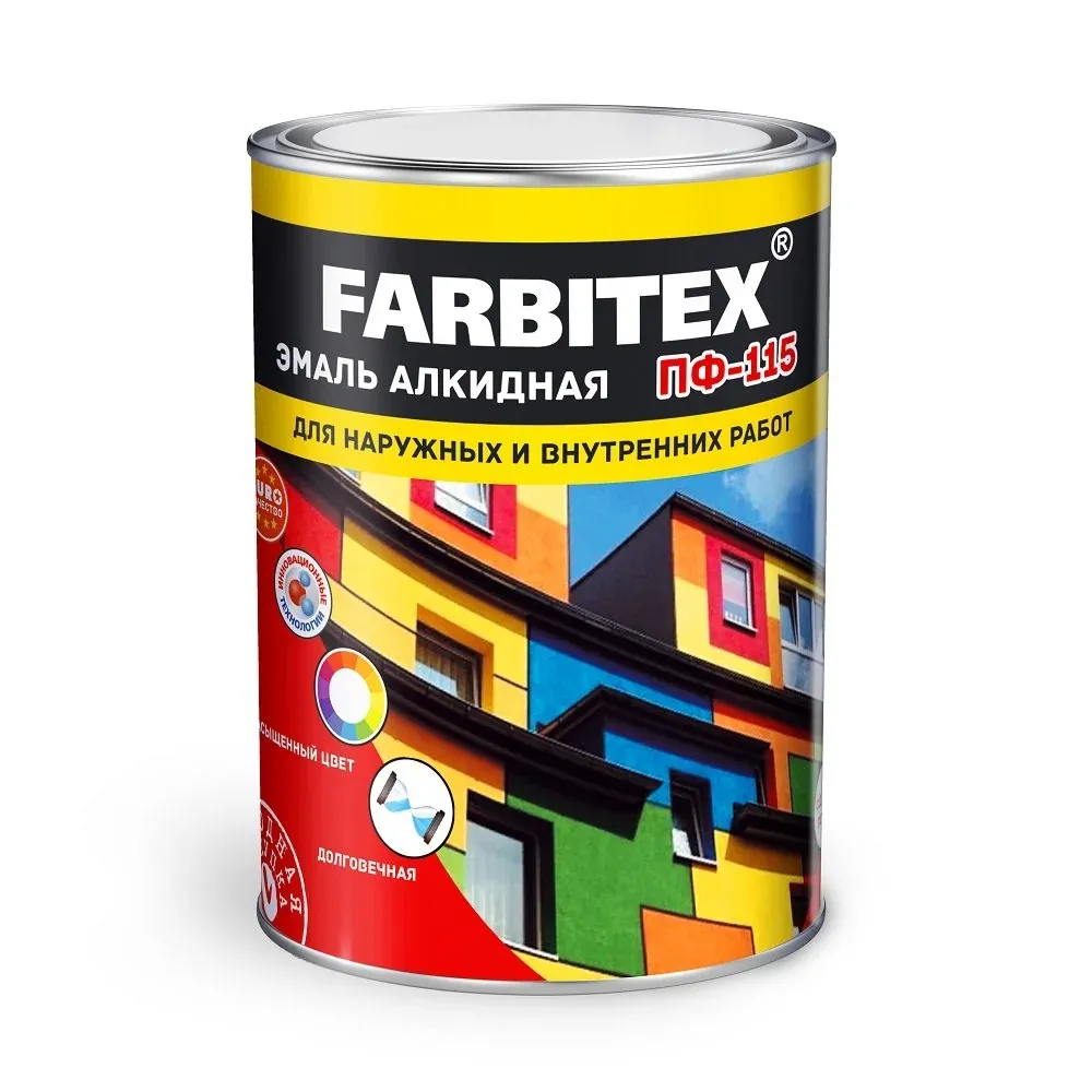 Эмаль ПФ-115 FARBITEX Белый 0,8кг — фото