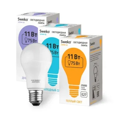 Лампа 42 серия светодиодная 42LED-A60-11W-230-4000K-E27 — фото