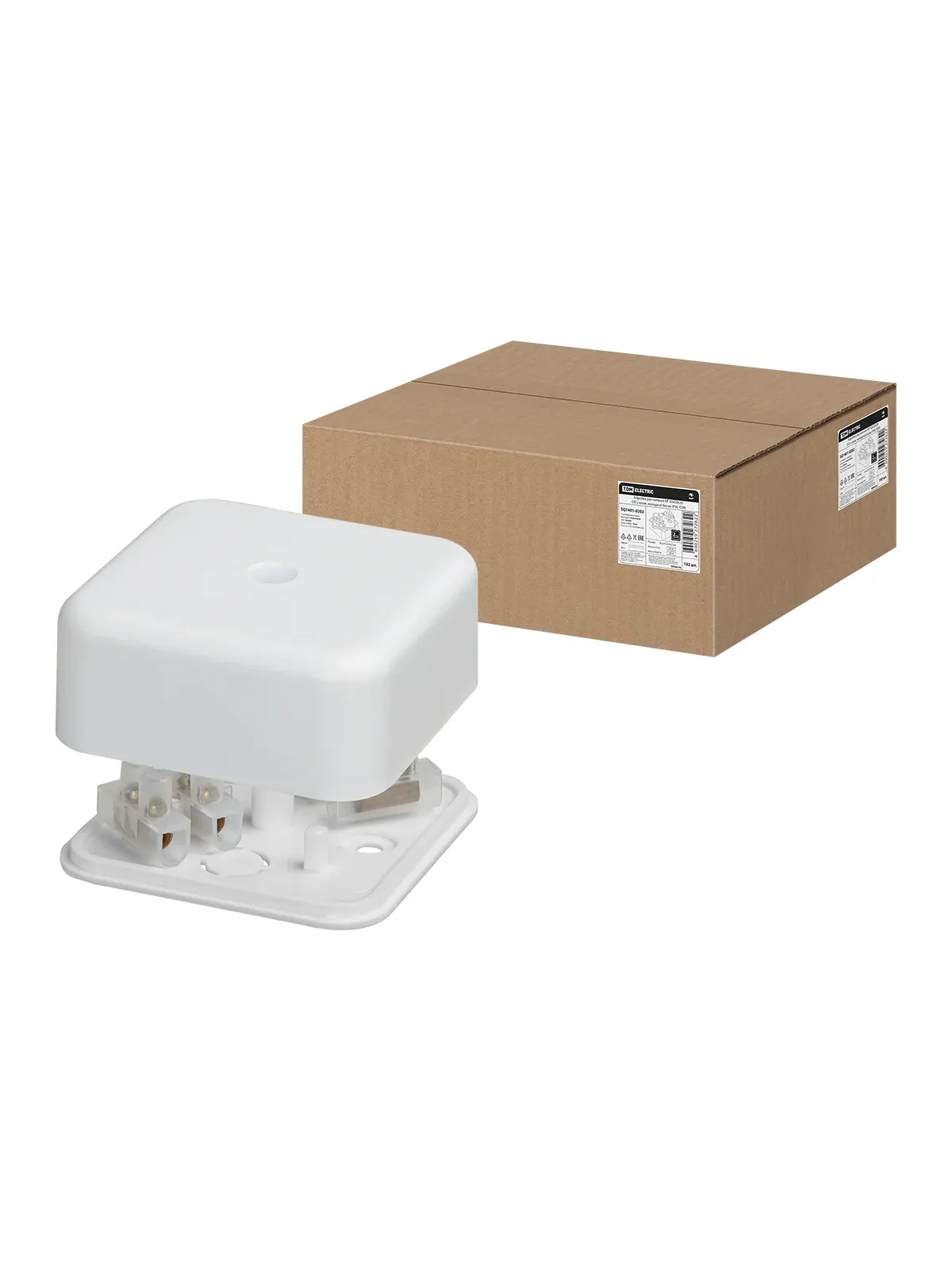 Коробка распаячная КР 50х50х20 ОП с клеммной колодкой белая IP40 TDM — фото