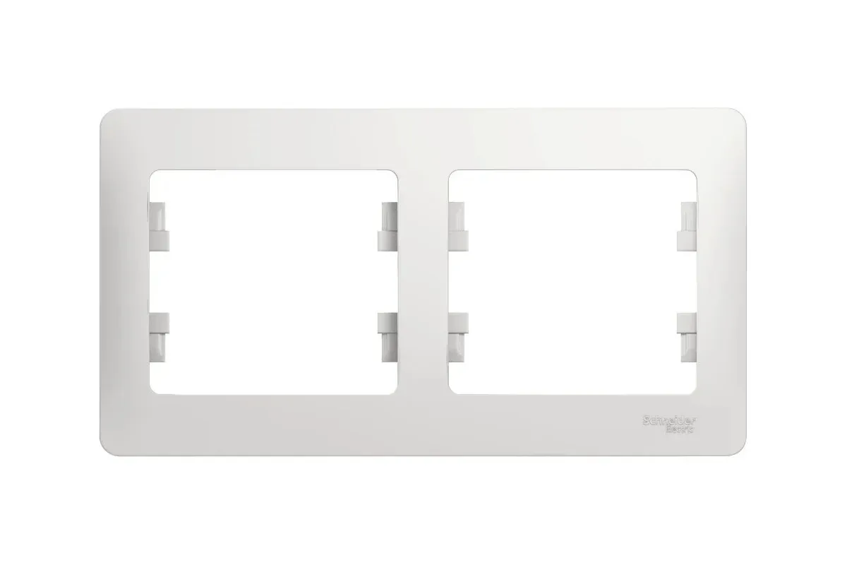 Рамка 2-постовая горизонтальная Glossa белый Systeme Electric (Schneider Electric) — Розетки влагозащищенные IP44+ во Владивостоке