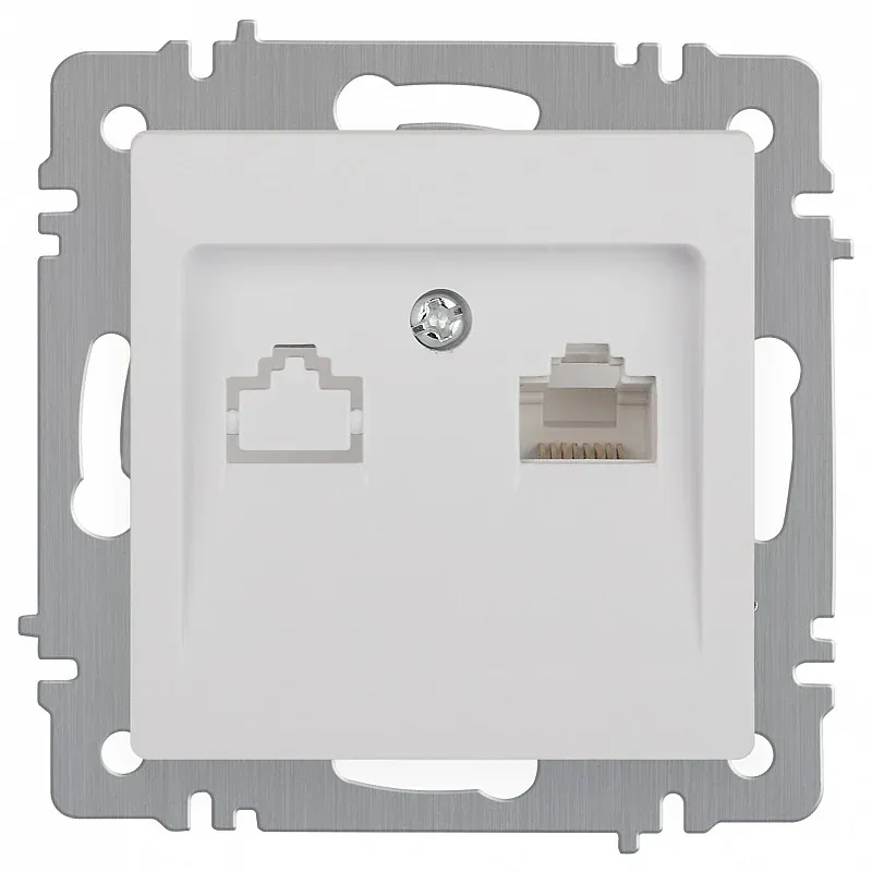 Розетка Intro Accent 6-303-01 информационная RJ45 IP20 СУ белый — фото