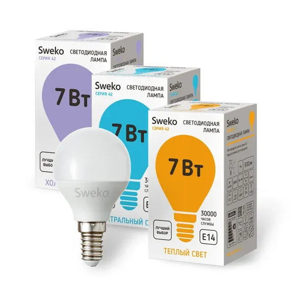Лампа 42 серия светодиодная 42LED-G45-15W-230-6500K-E14 165-265В — фото