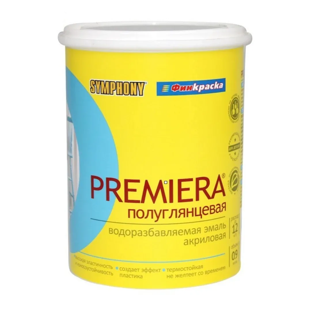 PREMIERA, полуглянцевая, влагостойкая, эмаль с эффектом пластика (База А), 0,9 литра — Краски интерьерные во Владивостоке