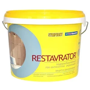 RESTAVRATOR, шелковисто-матовый, водоразбавляемый лак-антисептик, 9 литров — Лаки водные во Владивостоке